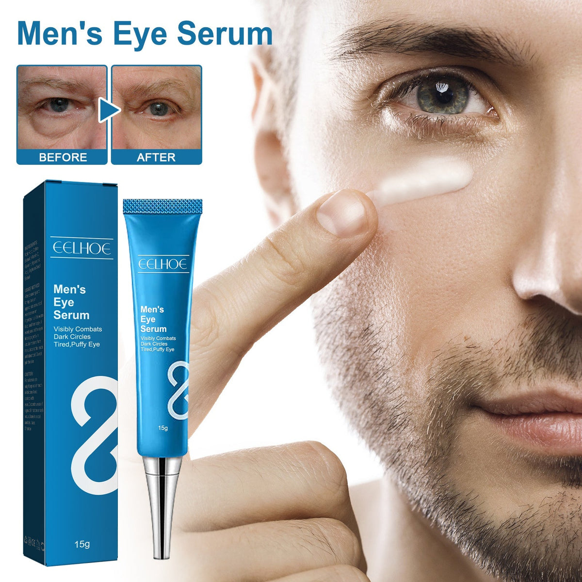 Men's Eye Serum Reduces Fine Lines, Bags, Dark Circles, Moisturizes, Firming, Brightening And Anti - Aging Eye Area - Wrinkle Wizard